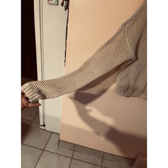 No Boundaries,Beige Crocheted Brown Button Down Sweater Cardigan 3XG (XXXL) (21) - Picture 9 of 17
